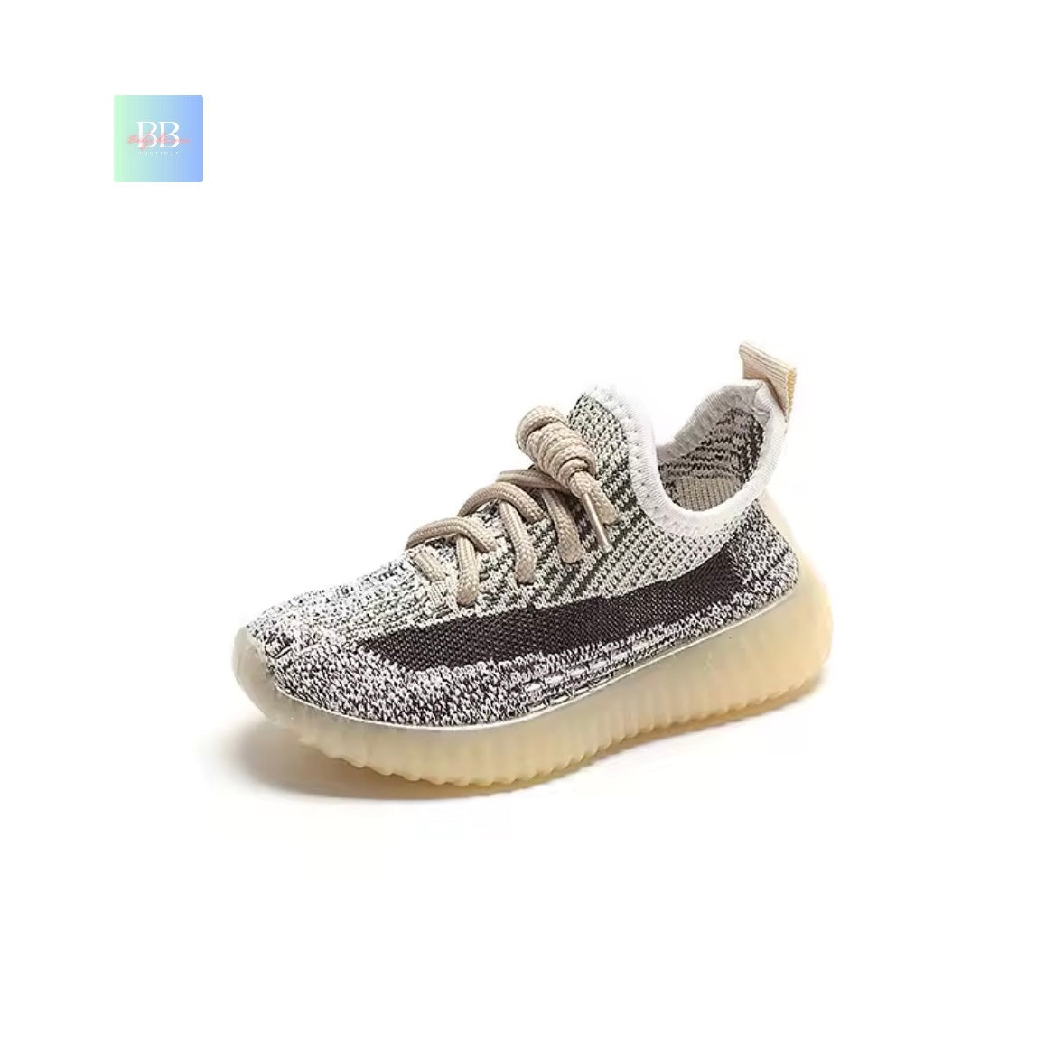 Gray and black sneaker on a white background