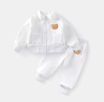 Kids Unisex Casual Zipper & Matching Pants Set. 5 Colours 18M-6Y