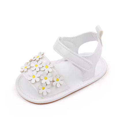 Baby Toddler Girls Leather Velcro Strap Daisy Sandals. 3 Colours 0M-18M