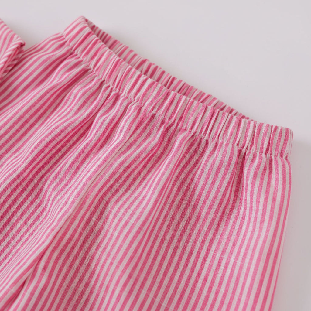Kids Girls Pinstripe Sleeveless Bowknot Top & Wide Leg Trousers. 2 Colours 3-7Y