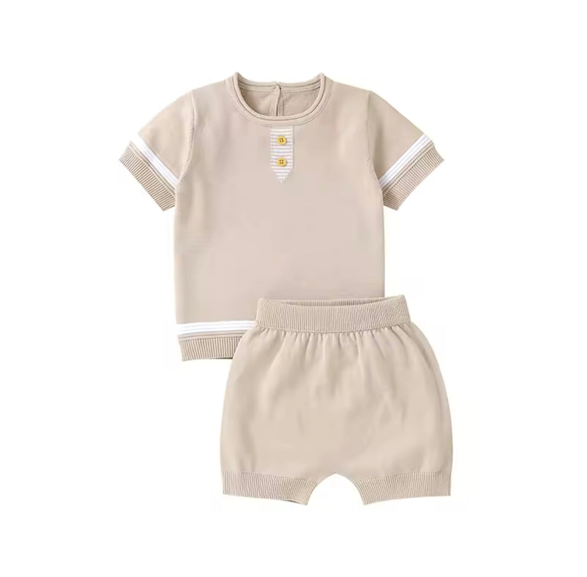 Baby Toddler Short Sleeve Knitted Top & Shorts Set. 3 Colours 3-18M