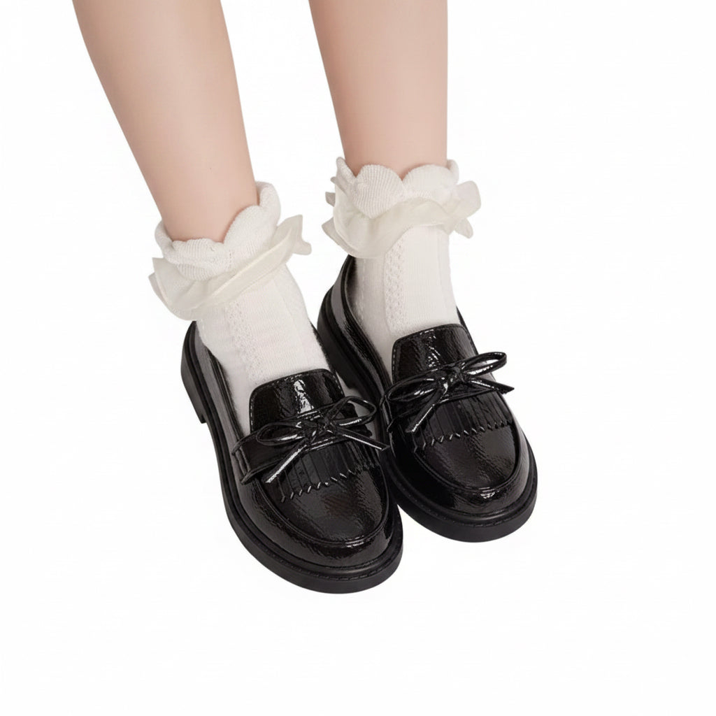 Kids Girls Black Patent Loafer School Shoes. Uk infant size  9-junior size 2