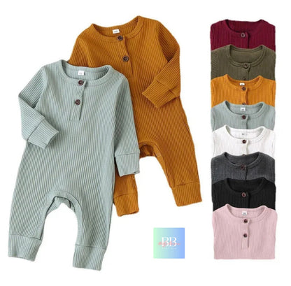Baby/Toddler Cotton Long Sleeve Romper Playsuit. 7 Colours, 0-18M