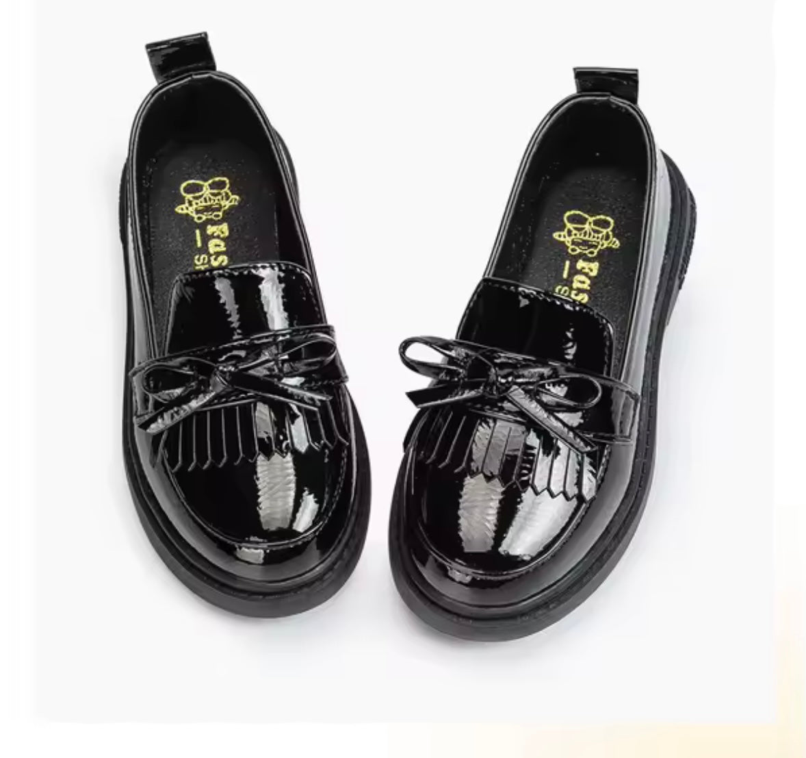 Kids Girls Black Patent Loafer School Shoes. Uk infant size  9-junior size 2