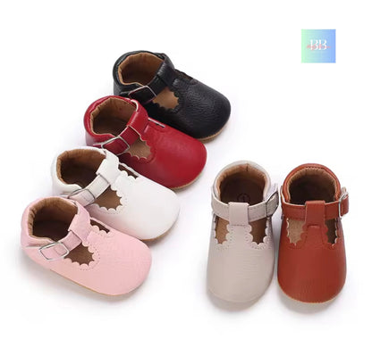 Soft Leather Baby Shoes with Buckle Strap. 7 colours, 0-18M