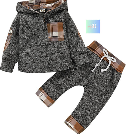 Toddler Casual Tracksuit Pants & Sweatshirt with Hood. 0M-3Y