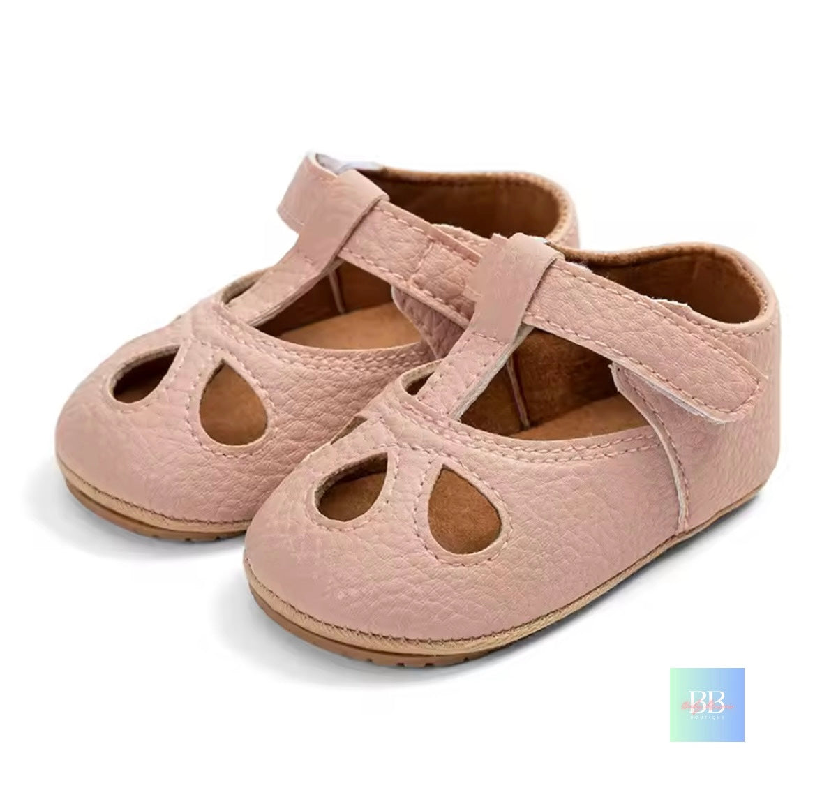 Soft Leather Baby Shoes with Velcro Strap. 3 colours, 0-18M