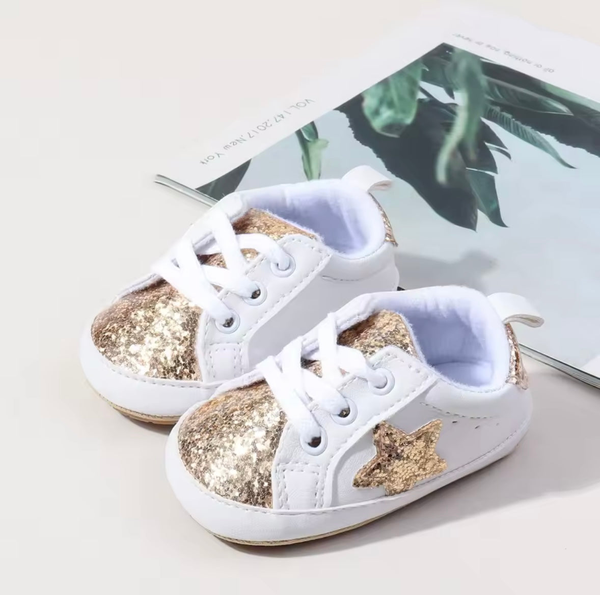 Baby Toddler Lace Up Slip On Glitter Sports Shoes. 4 Colours 0M-18M