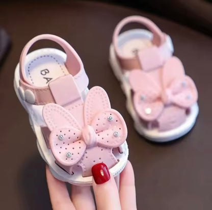Baby Toddler Lightweight Bunny Bow Sandals. 2 Colours EU16-25