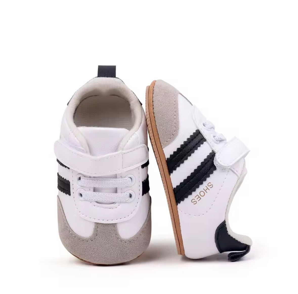 Baby Toddler Soft Velcro Strap Sneakers with Rubber Sole. 3 Colours 0-18M