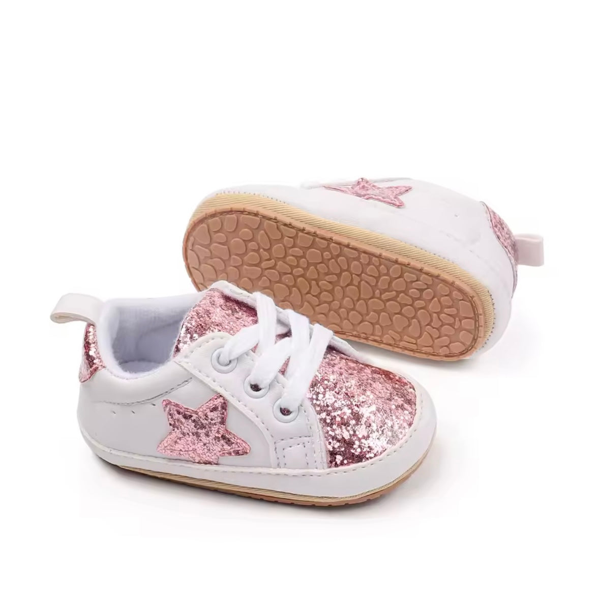 Baby Toddler Lace Up Slip On Glitter Sports Shoes. 4 Colours 0M-18M
