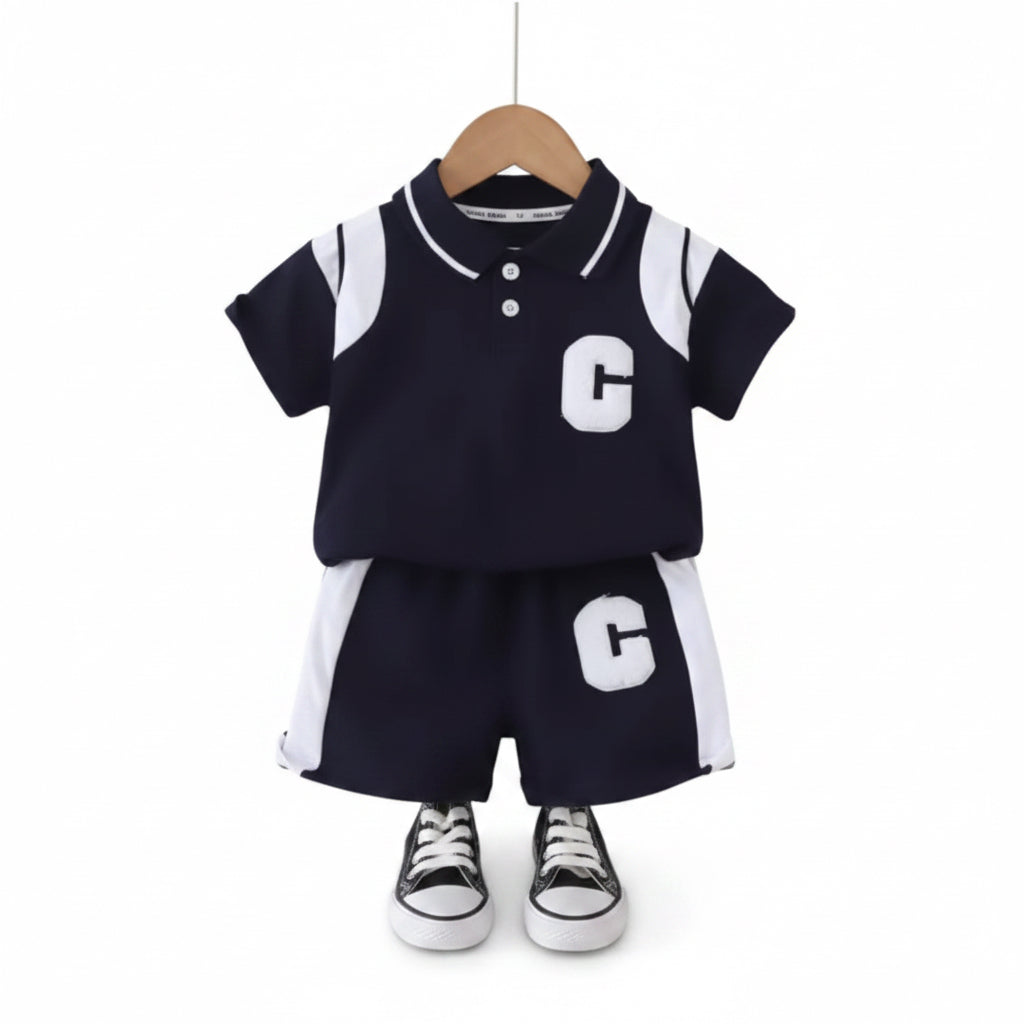 Kids Boys Casual Sports Polo Shirt & Matching Shorts Set. 2 Colours 2-6Y