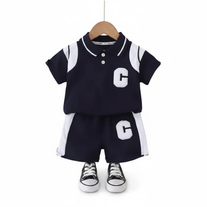 Kids Boys Casual Sports Polo Shirt & Matching Shorts Set. 2 Colours 2-6Y