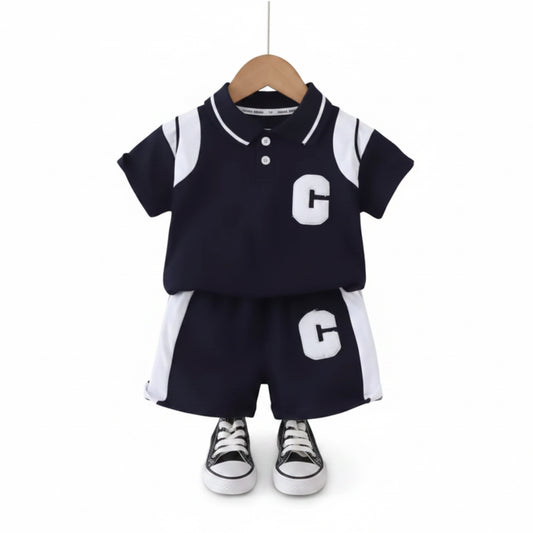 Kids Boys Casual Sports Polo Shirt & Matching Shorts Set. 2 Colours 2-6Y