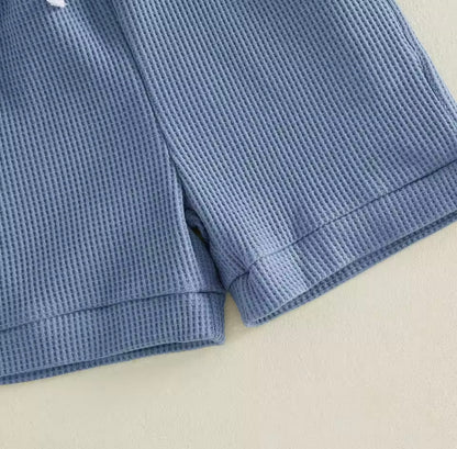 Kids Boys Half Zip Lapel Collar T-shirt & Matching Shorts Set. 2 Colours 6M-4Y