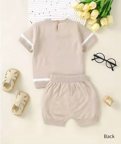 Baby Toddler Short Sleeve Knitted Top & Shorts Set. 3 Colours 3-18M