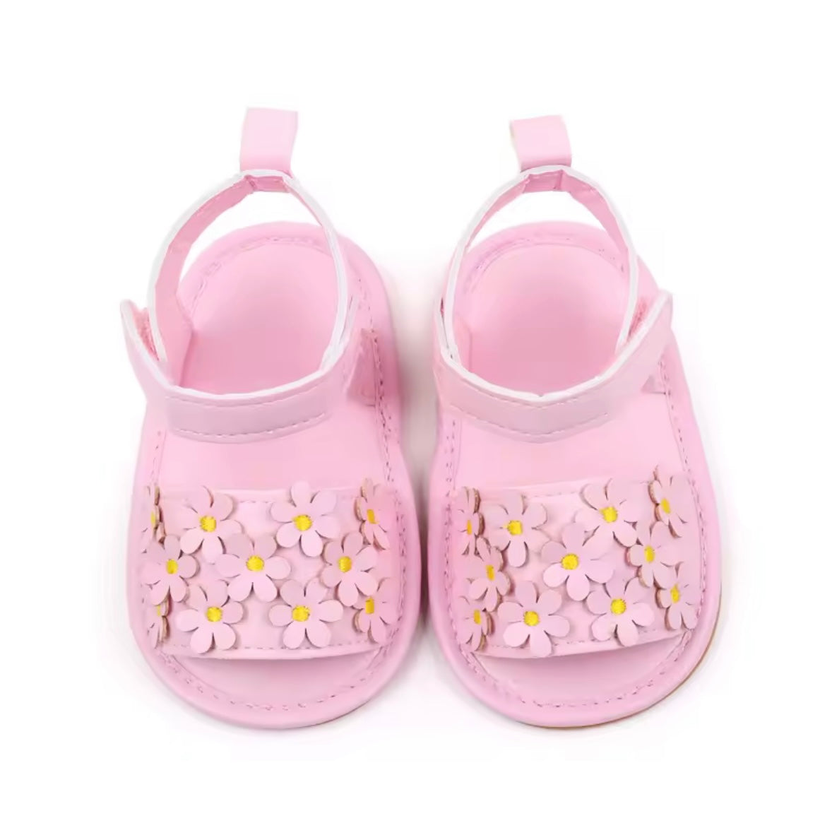 Baby Toddler Girls Leather Velcro Strap Daisy Sandals. 3 Colours 0M-18M