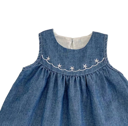 Kids Girls Lightweight Sleeveless Embroidered Summer Dress. 2-6Y