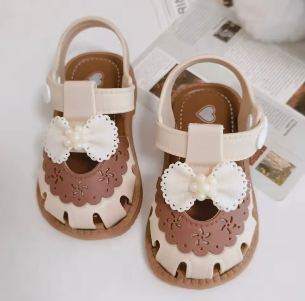 Baby Toddler Anti-Slip Bow Strap Sandals. 2 Colours EU16-25