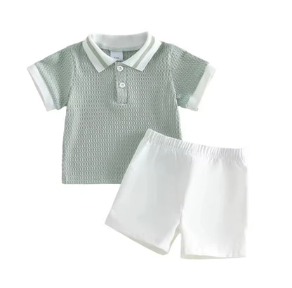 Kids Boys Textured Polo Shirt & Shorts Set 9M-3Y
