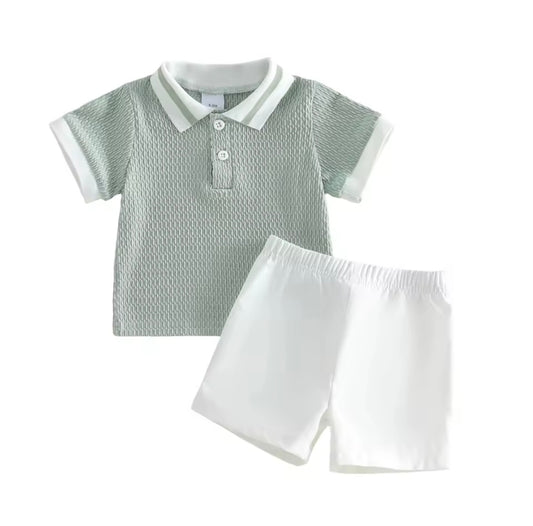 Kids Boys Textured Polo Shirt & Shorts Set 9M-3Y