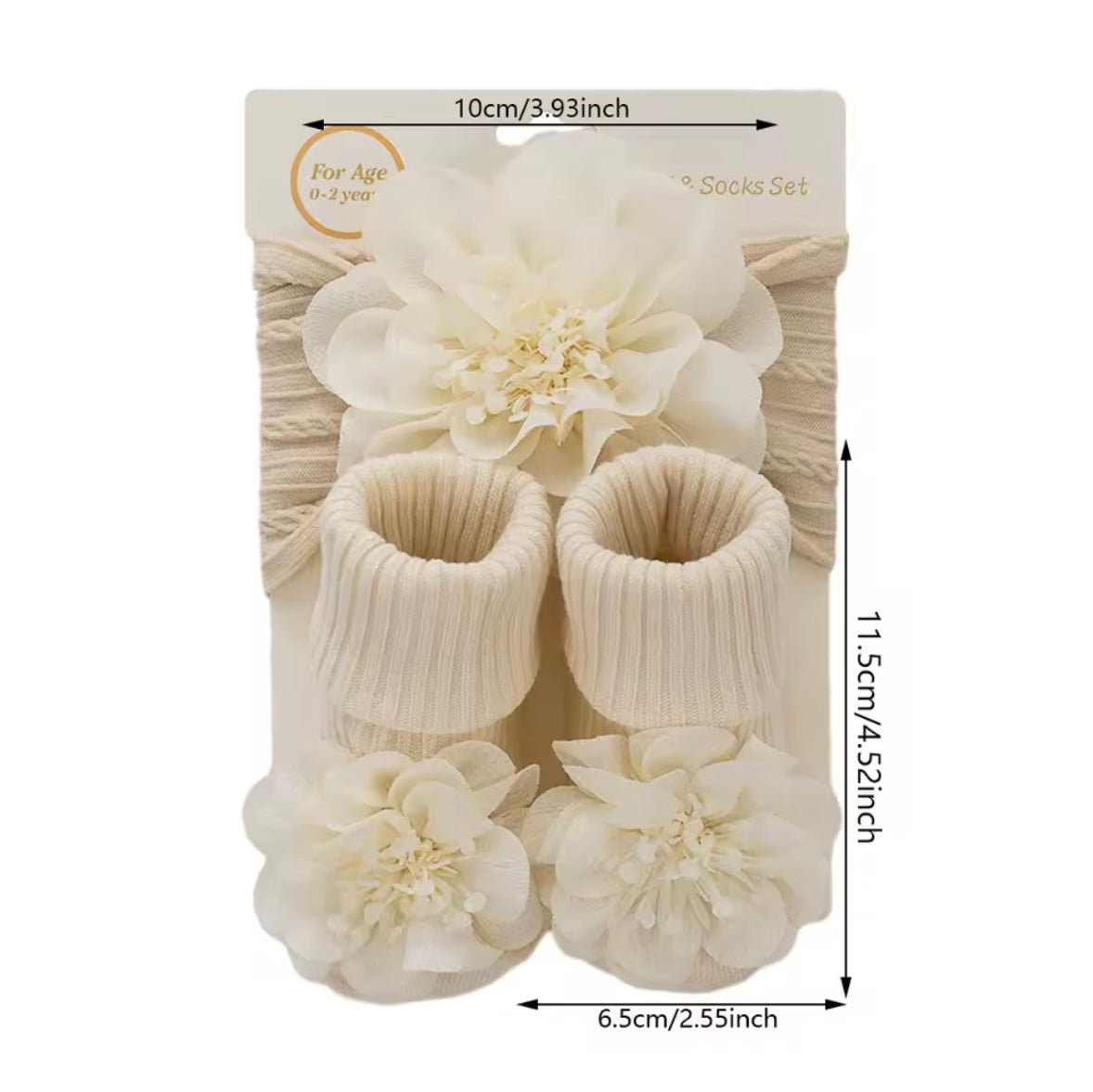Baby Girls Flower Headband & Non Slip Socks Set. 3 Colours 0-12M