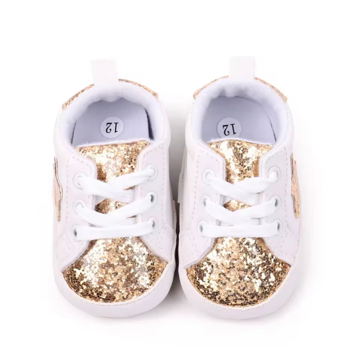 Baby Toddler Lace Up Slip On Glitter Sports Shoes. 4 Colours 0M-18M