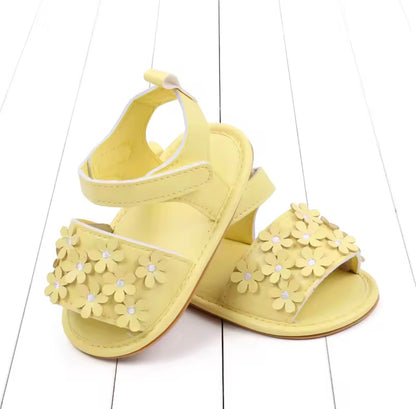 Baby Toddler Girls Leather Velcro Strap Daisy Sandals. 3 Colours 0M-18M