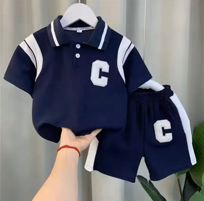 Kids Boys Casual Sports Polo Shirt & Matching Shorts Set. 2 Colours 2-6Y