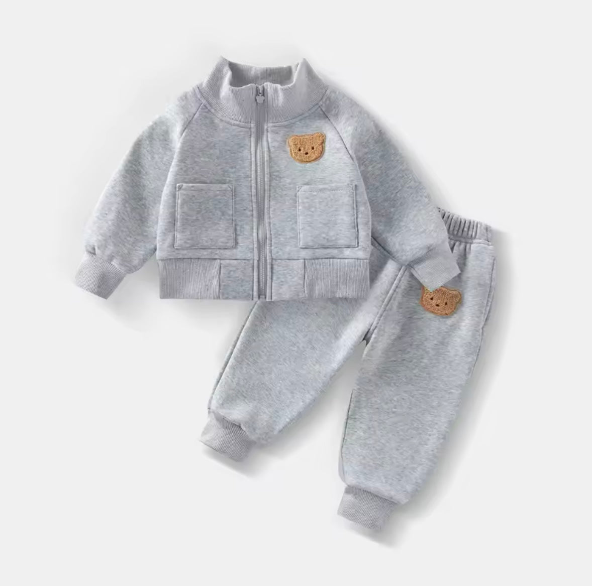 Kids Unisex Casual Zipper & Matching Pants Set. 5 Colours 18M-6Y