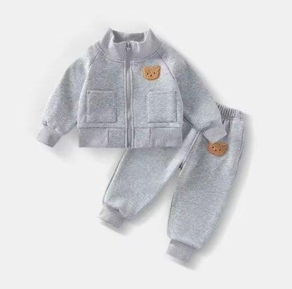 Kids Unisex Casual Zipper & Matching Pants Set. 5 Colours 18M-6Y