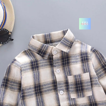 Kids Autumn/Winter Cotton Check Shirt, Long Sleeve. Boys/Girls, 12M-5Y, 5 Colours
