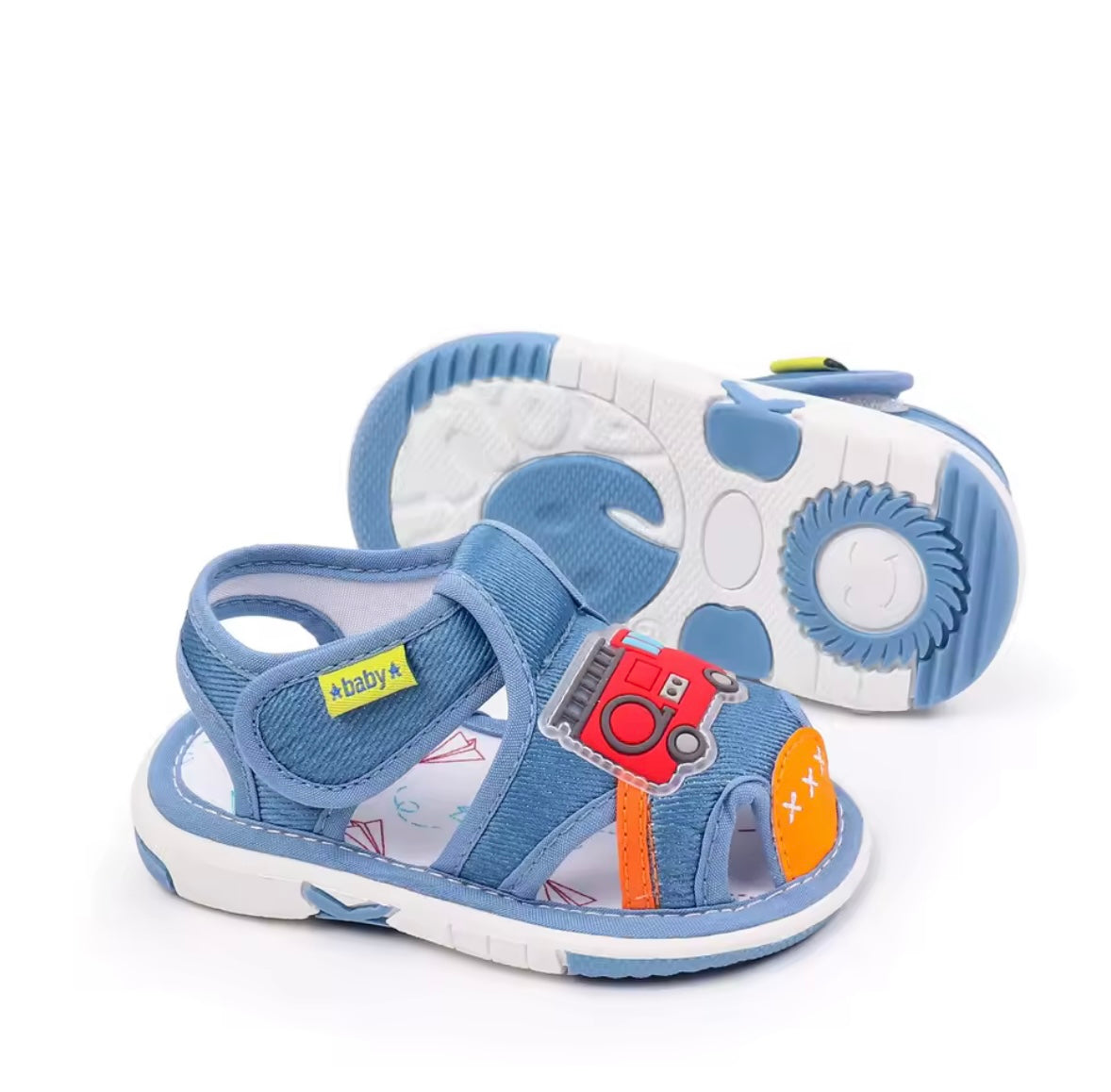 Baby Toddler Boys Fire Truck Velcro Strap Sandals. 3 Colours EU19-24