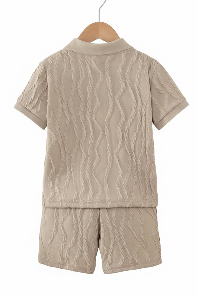 Kids Boys Solid Coloured Patterned Polo Shirt & Shorts Set. 3-10Y