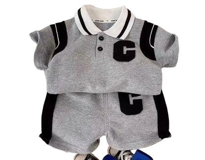 Kids Boys Casual Sports Polo Shirt & Matching Shorts Set. 2 Colours 2-6Y
