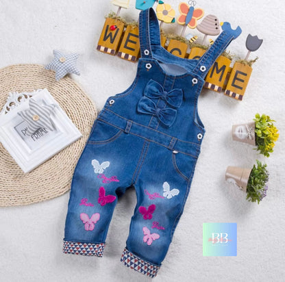 Baby/Toddler Denim Dungarees with Cute Designs. 5 variants, 9M-4Y