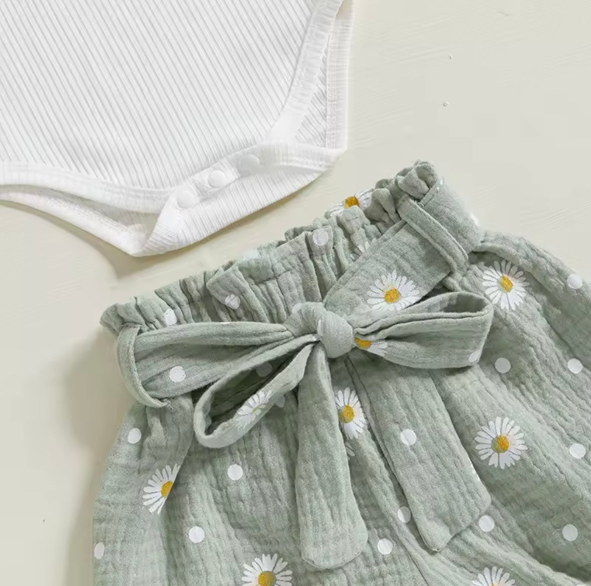 Baby Toddler Girls Ribbed Romper Muslin Shorts & Matching Headband Set 3M-24M