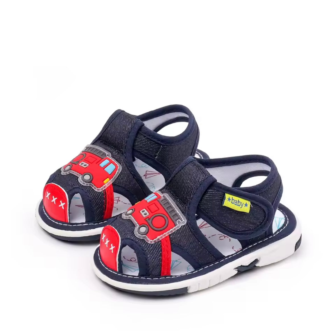 Baby Toddler Boys Fire Truck Velcro Strap Sandals. 3 Colours EU19-24