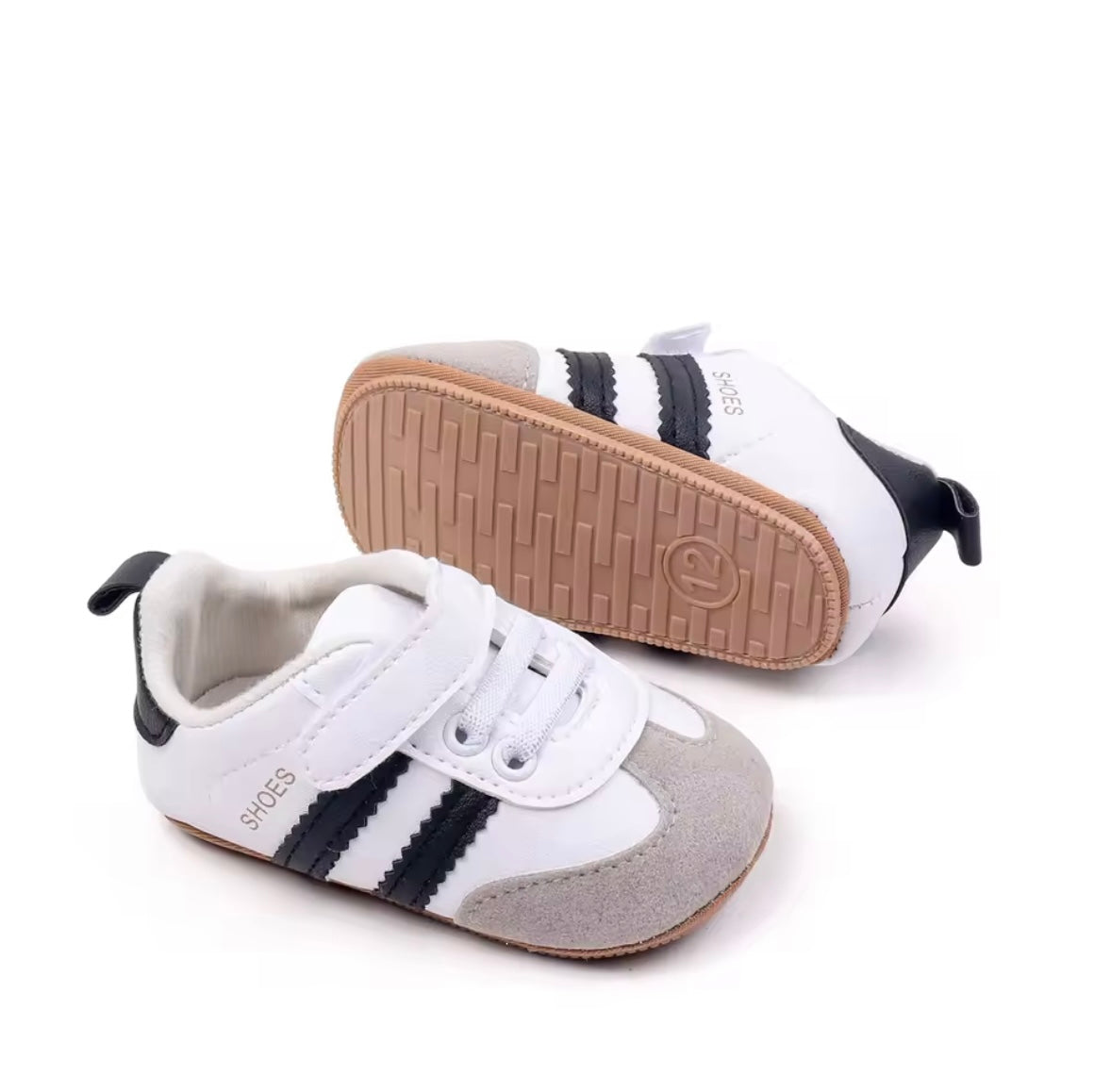 Baby Toddler Soft Velcro Strap Sneakers with Rubber Sole. 3 Colours 0-18M