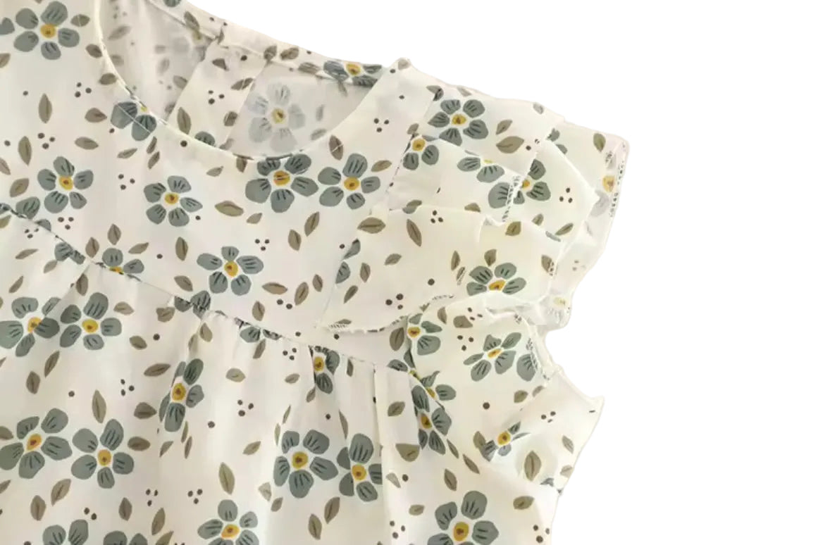 Kids Girls Lightweight Sleeveless Floral Top & Wide Leg Shorts Set. 12M-5Y