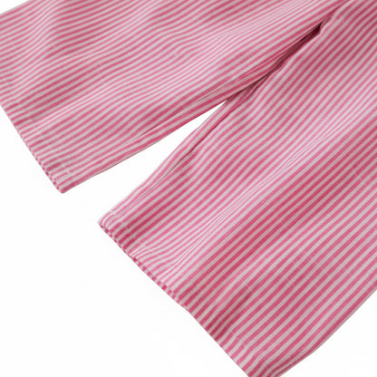 Kids Girls Pinstripe Sleeveless Bowknot Top & Wide Leg Trousers. 2 Colours 3-7Y