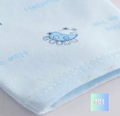Baby blanket with a blue fish design on a light background