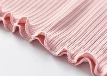 Kids Girls Ribbed Long Sleeve Bowknot Top. 3 Colours 2-8Y