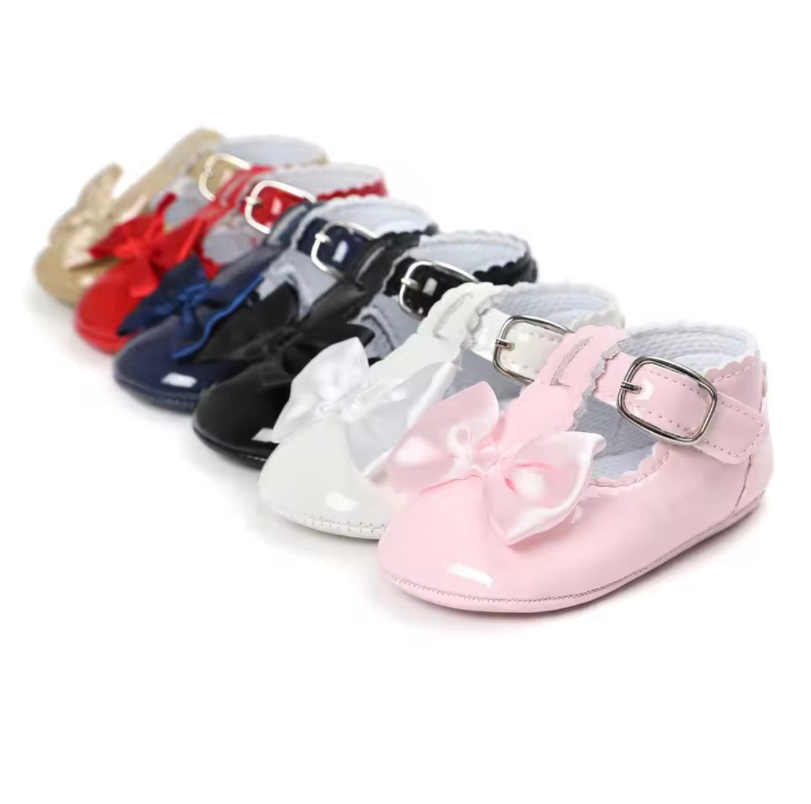 Baby Toddler Girls Patent Bowknot Buckle Strap Shoes. 5 Colours 0M-18M
