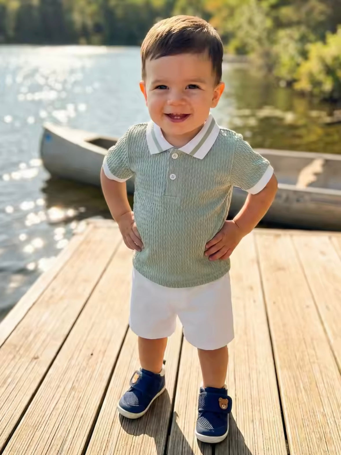 Kids Boys Textured Polo Shirt & Shorts Set 9M-3Y