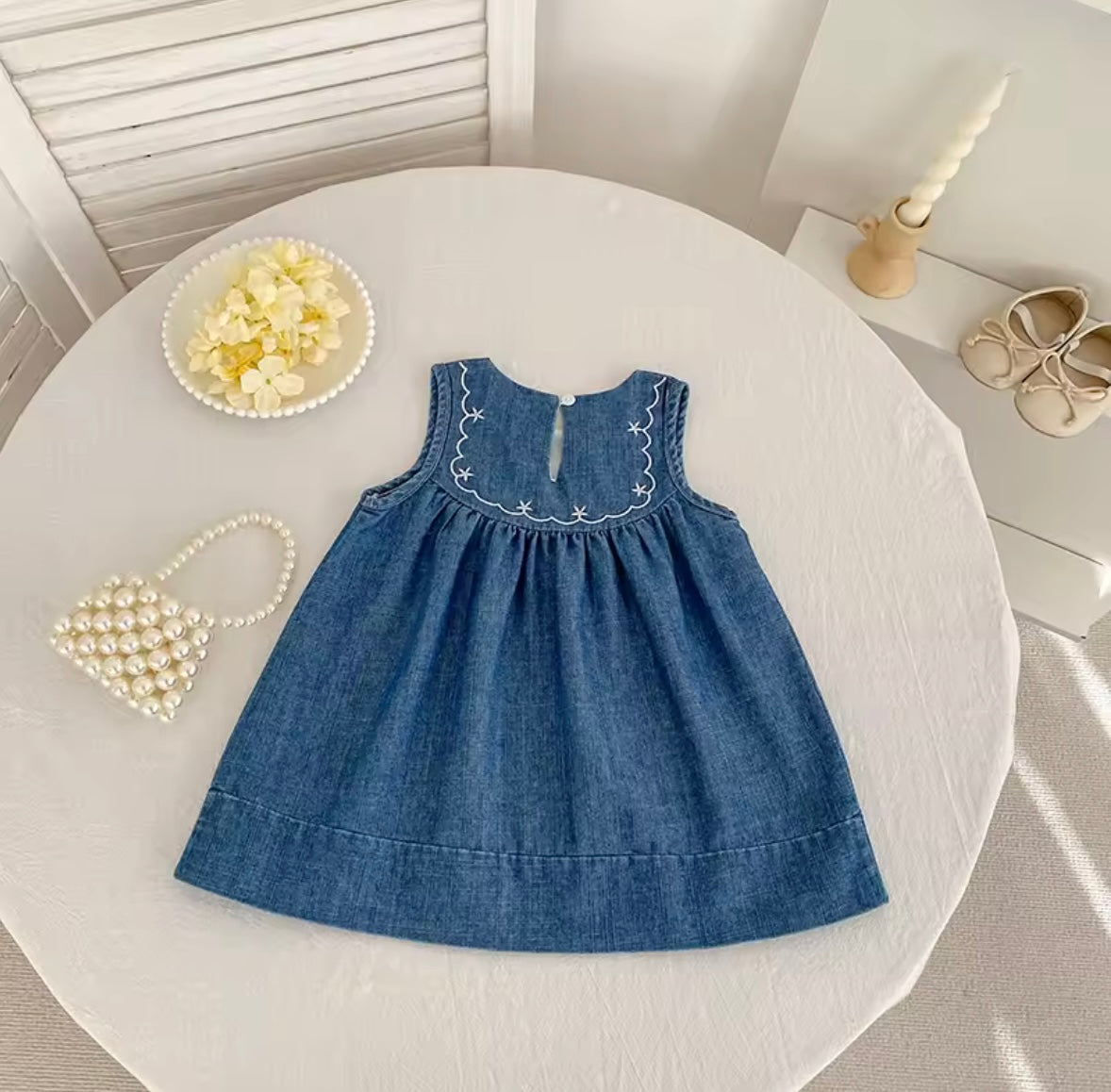 Kids Girls Lightweight Sleeveless Embroidered Summer Dress. 2-6Y
