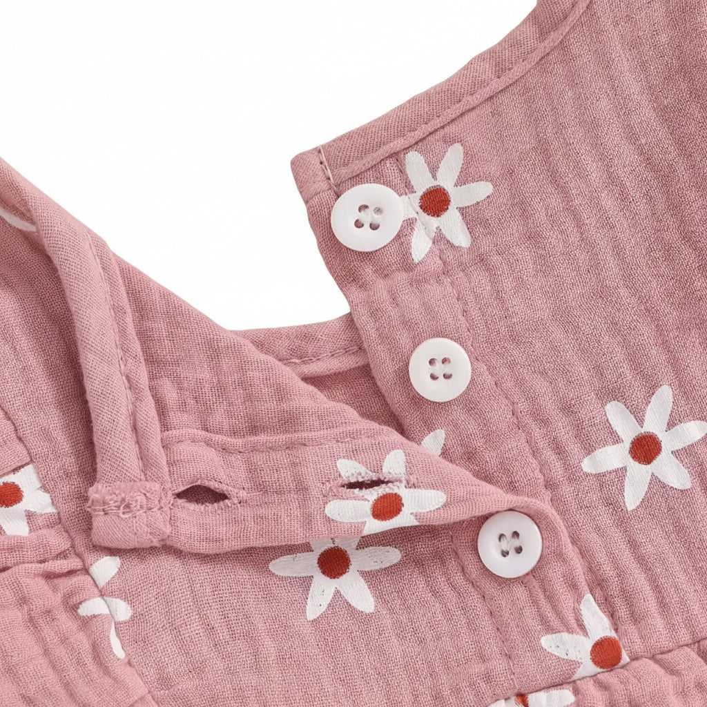 Baby Toddler Floral Muslin Sleeveless Top & Matching Shorts Set. 3 Colours 6M-4Y