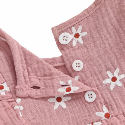 Baby Toddler Floral Muslin Sleeveless Top & Matching Shorts Set. 3 Colours 6M-4Y