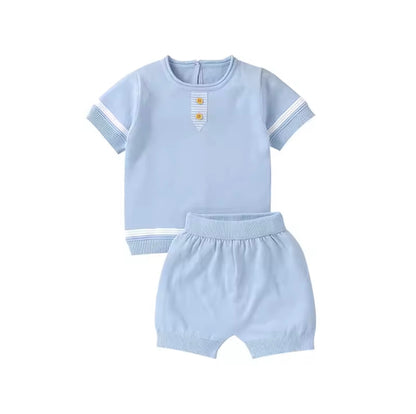 Baby Toddler Short Sleeve Knitted Top & Shorts Set. 3 Colours 3-18M