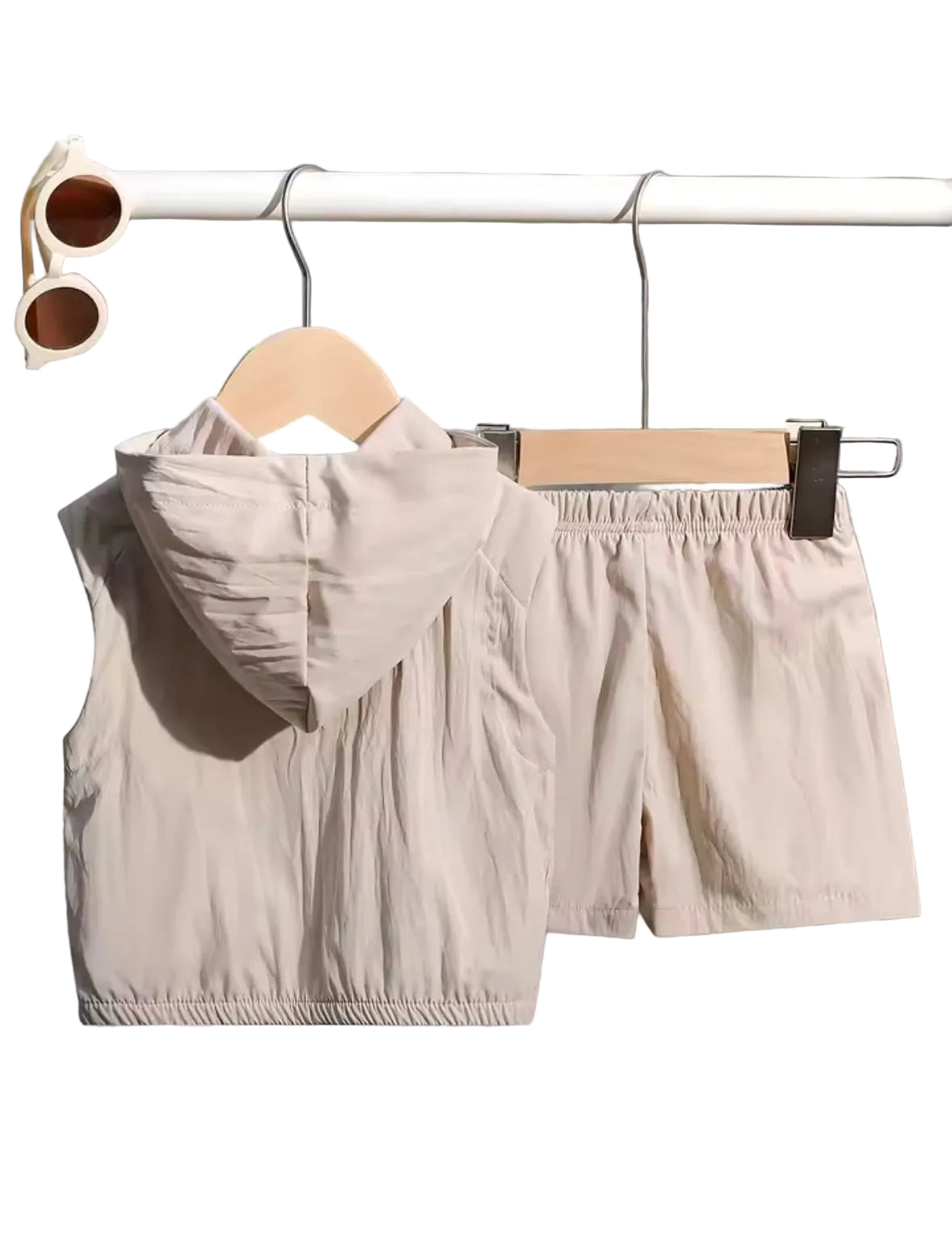 Kids Lightweight Hooded Sleeveless Sports Half Zip & Shorts Set 3M-3Y